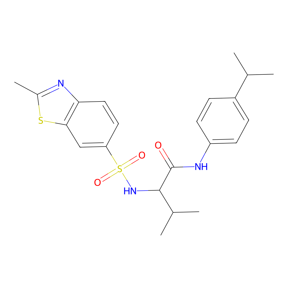 3-Methyl-2-(2-methyl-1,3-benzothiazole-6-sulfonamido)-N-[4-(propan-2-YL)phenyl]butanamide molecular structure, CAS 1086122-97-5