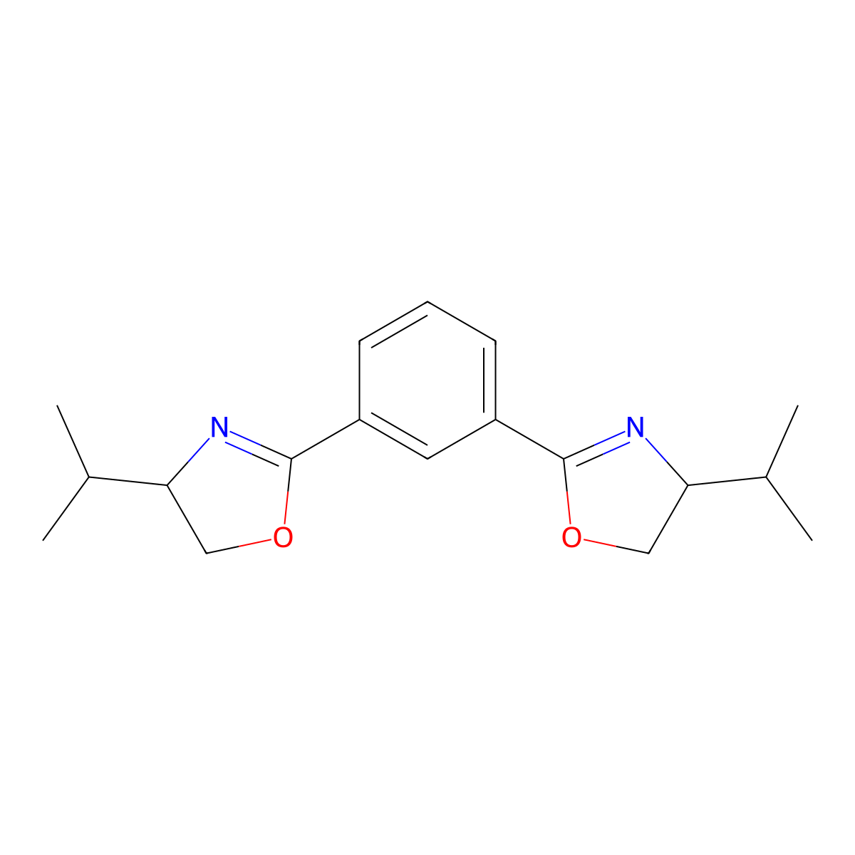 1,3-Bis((r)-4-isopropyl-4,5-dihydrooxazol-2-yl)benzene molecular structure, CAS 1086138-48-8