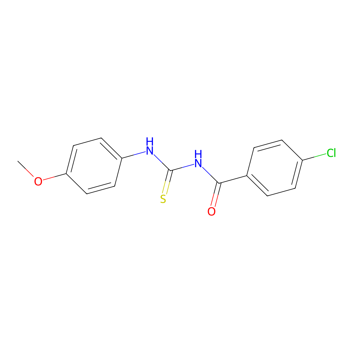 Benzamide, 4-chloro-N-[[(4-methoxyphenyl)amino]thioxomethyl]- molecular structure, CAS 108620-32-2