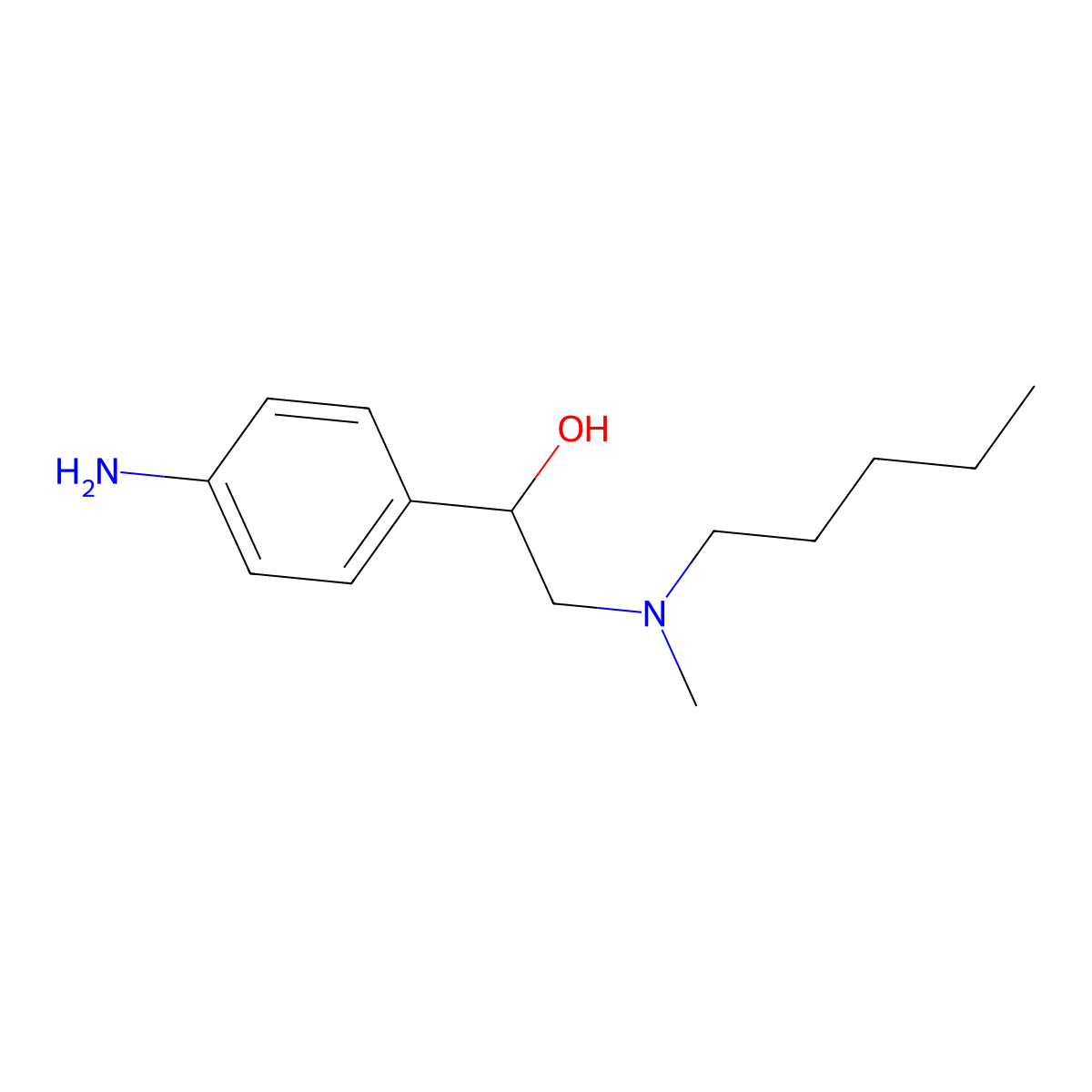 Benzyl alcohol, p-amino-alpha-((methylpentylamino)methyl)- molecular structure, CAS 108620-72-0