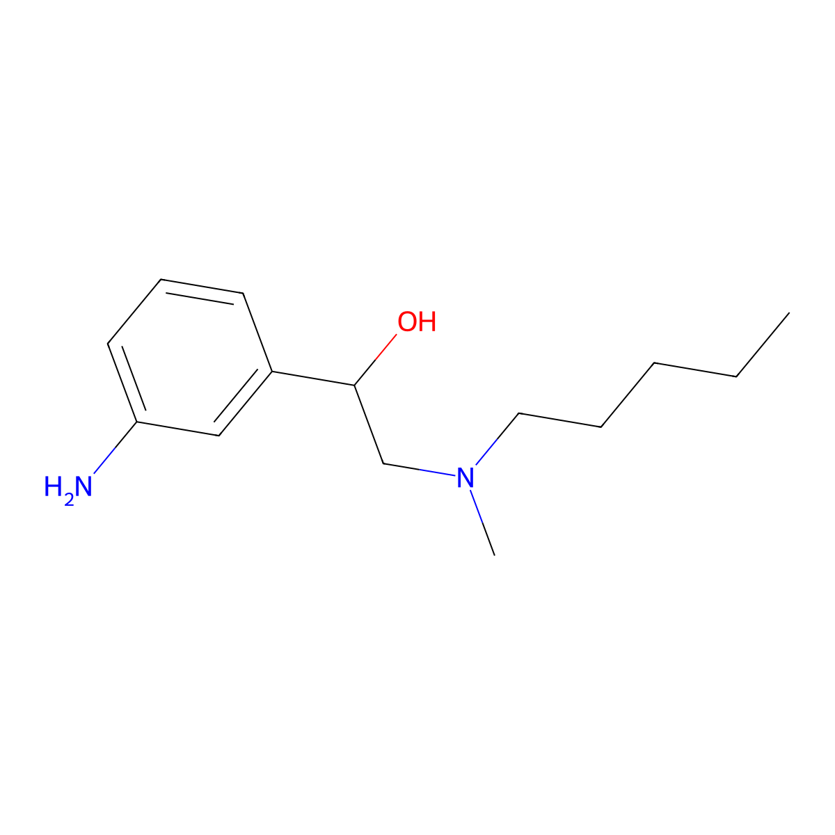 Benzyl alcohol, m-amino-alpha-((methylpentylamino)methyl)- molecular structure, CAS 108621-85-8
