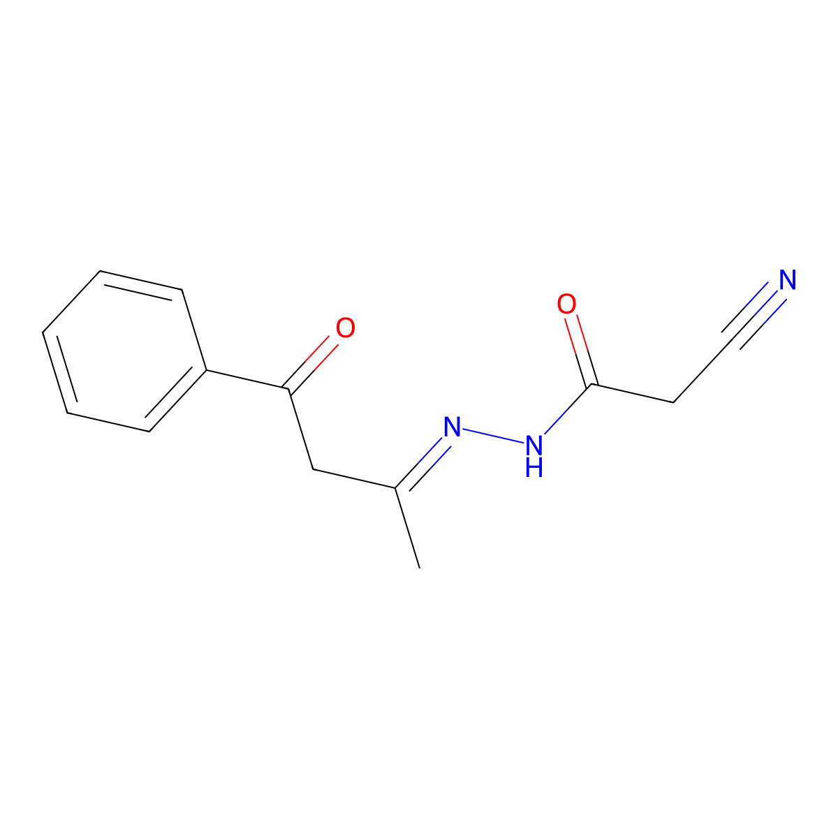 2-cyano-N'-[(E)-1-methyl-3-oxo-3-phenylpropylidene]acetohydrazide molecular structure, CAS 1086229-94-8