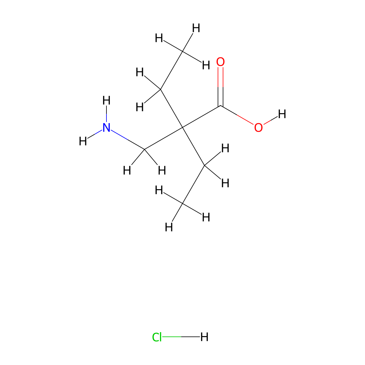 2-(Aminomethyl)-2-ethylbutanoic acid hydrochloride molecular structure, CAS 1086265-11-3