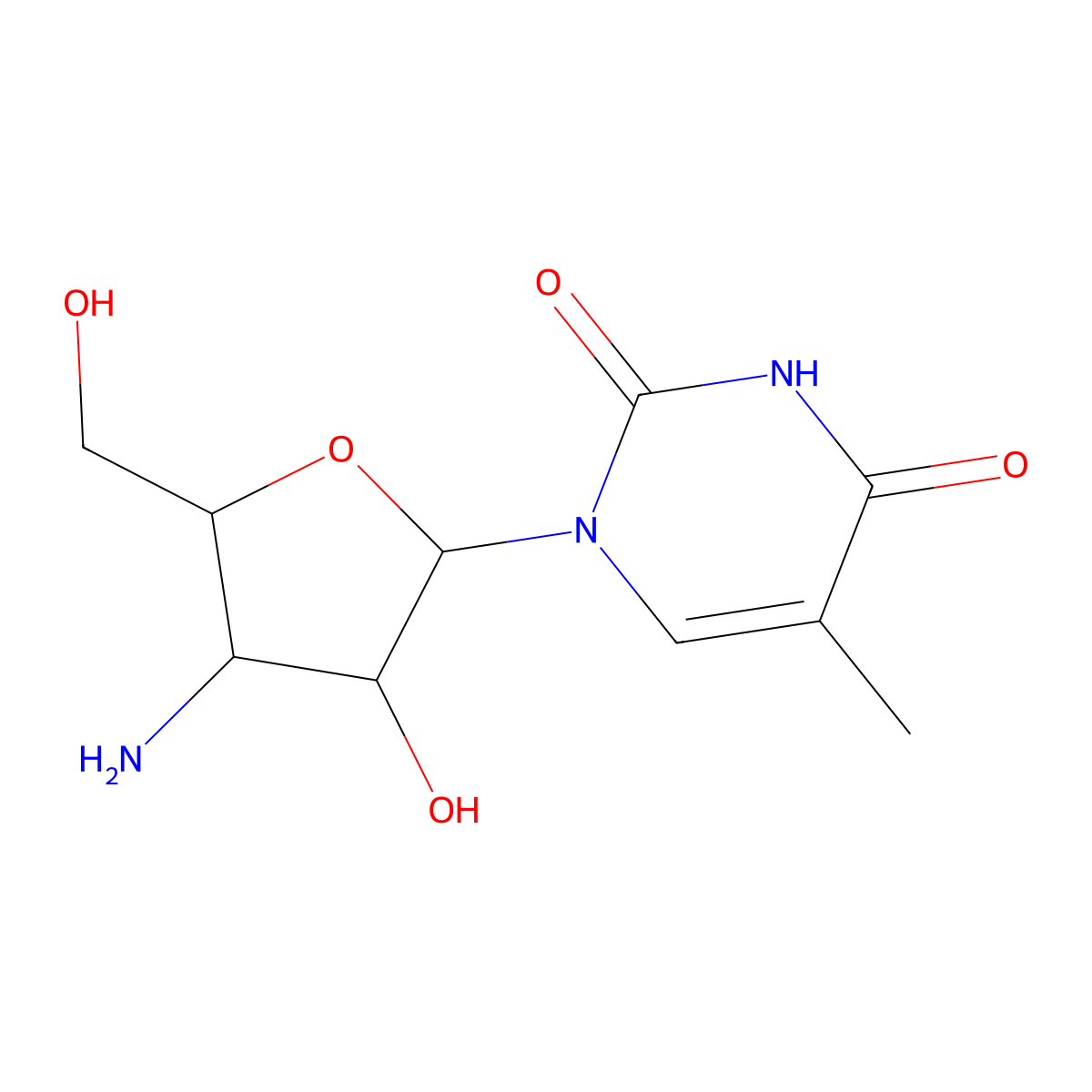 1-[(2R,3R,4S,5S)-4-amino-3-hydroxy-5-(hydroxymethyl)oxolan-2-yl]-5-methylpyrimidine-2,4-dione molecular structure, CAS 108630-07-5