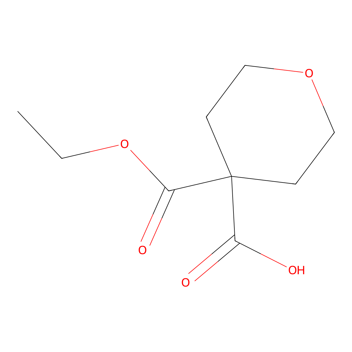 4-(Ethoxycarbonyl)oxane-4-carboxylic acid molecular structure, CAS 108630-68-8