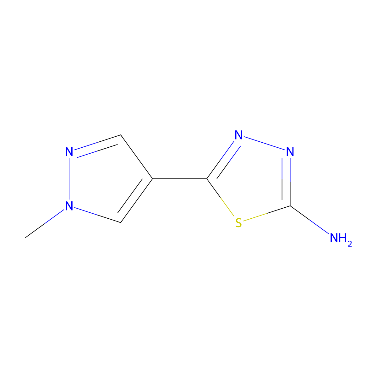 5-(1-methyl-1H-pyrazol-4-yl)-1,3,4-thiadiazol-2-amine molecular structure, CAS 1086331-31-8