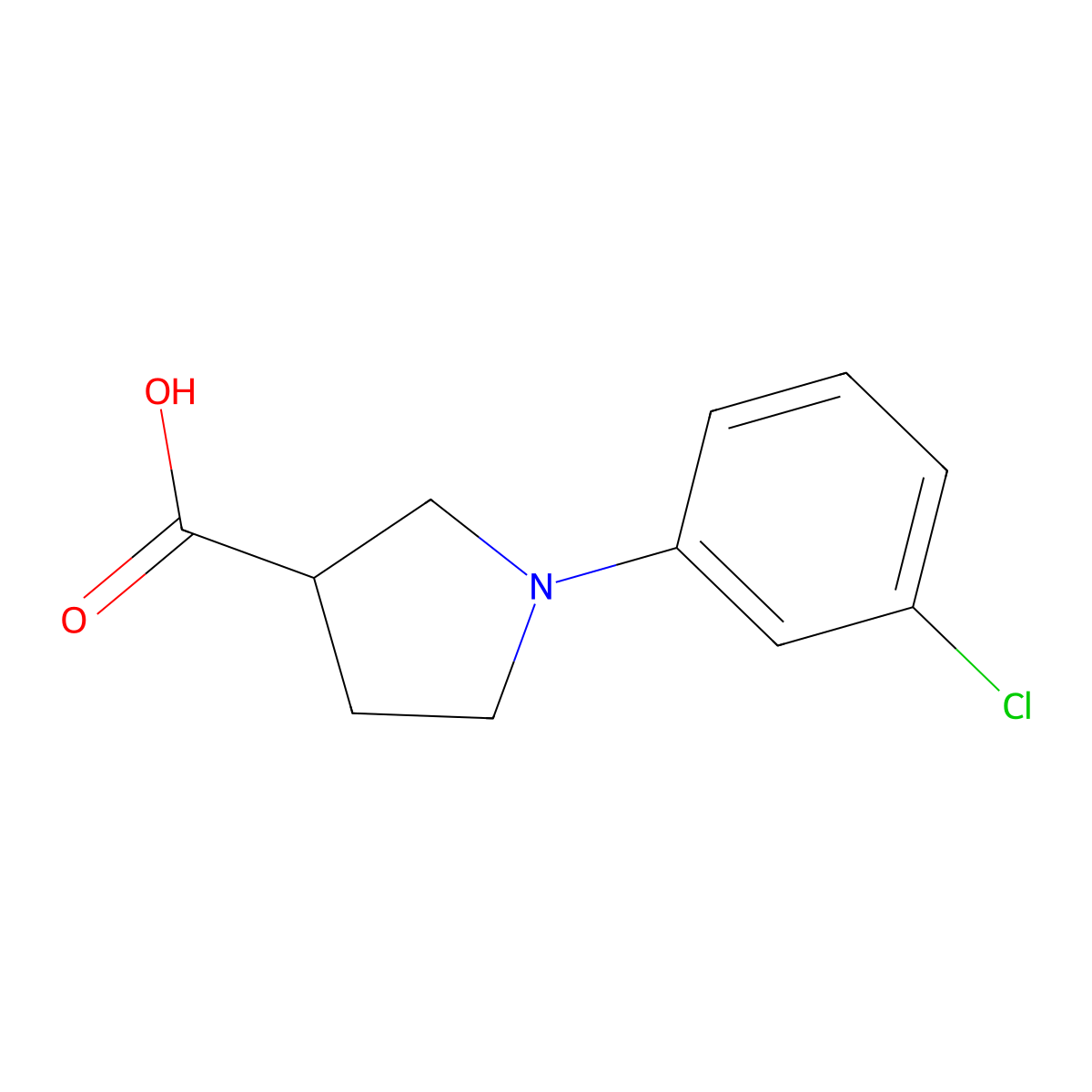 1-(3-Chlorophenyl)pyrrolidine-3-carboxylic acid molecular structure, CAS 1086374-92-6
