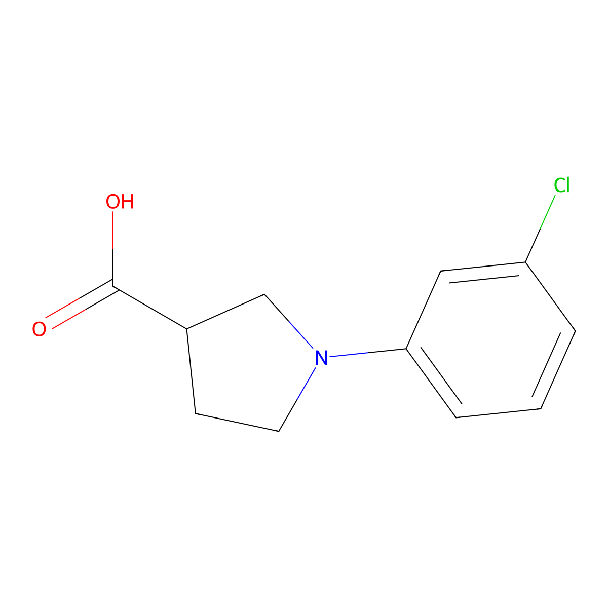 1-(3-Chlorophenyl)pyrrolidine-3-carboxylic acid molecular structure, CAS 1086374-92-6
