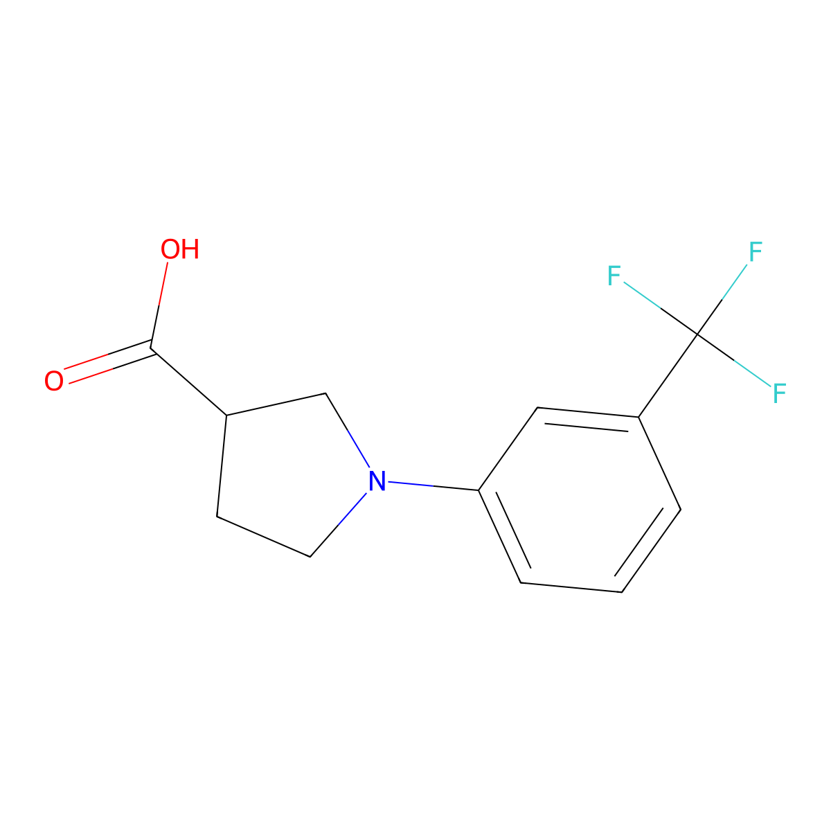 1-[3-(Trifluoromethyl)phenyl]pyrrolidine-3-carboxylic acid molecular structure, CAS 1086375-01-0