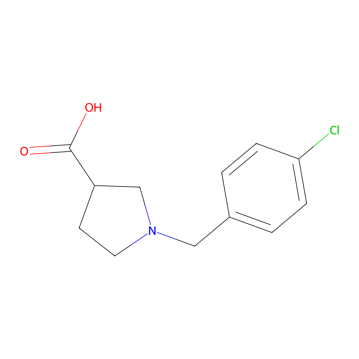 1-[(4-Chlorophenyl)methyl]pyrrolidine-3-carboxylic acid molecular structure, CAS 1086375-11-2