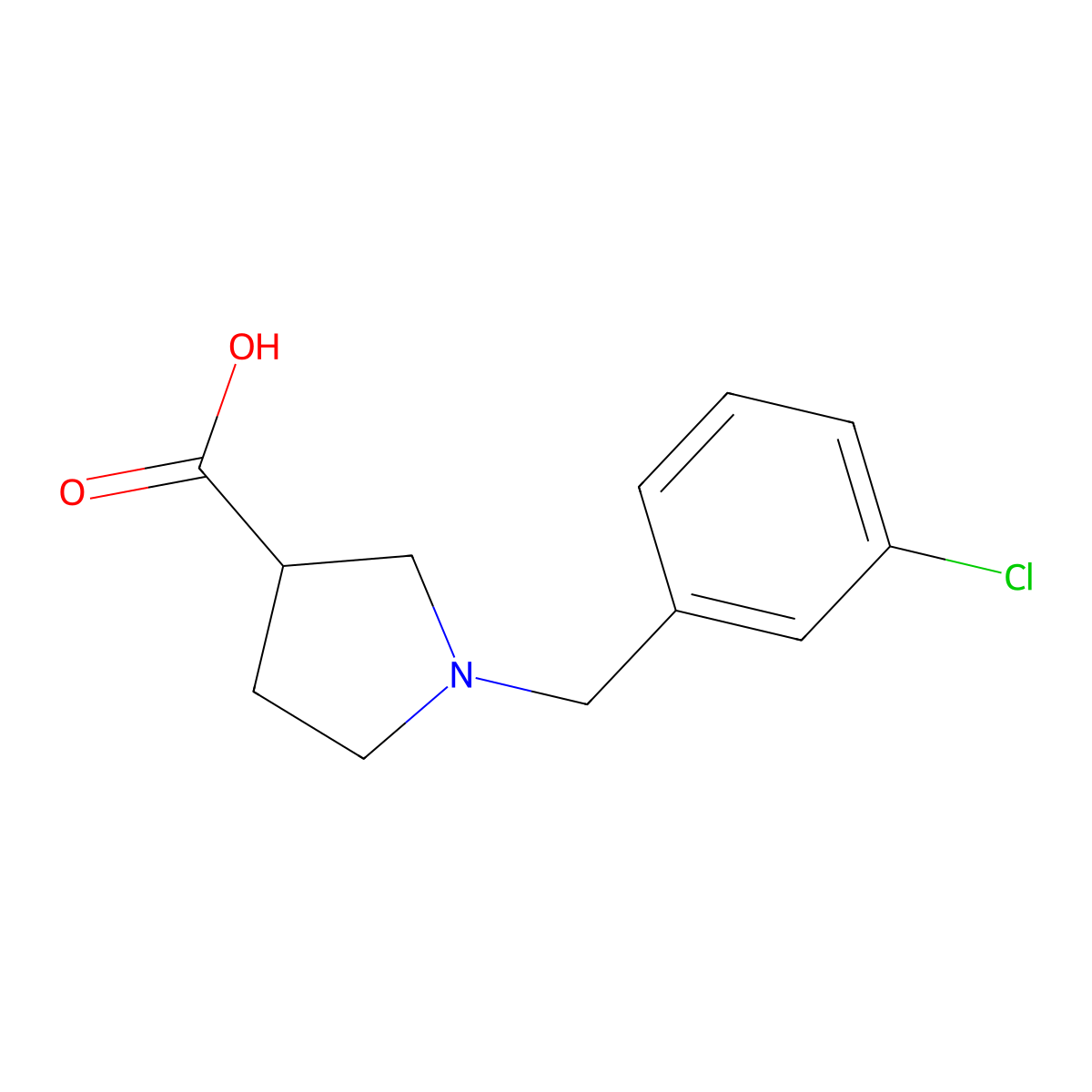 1-(3-Chlorobenzyl)pyrrolidine-3-carboxylic acid molecular structure, CAS 1086375-17-8