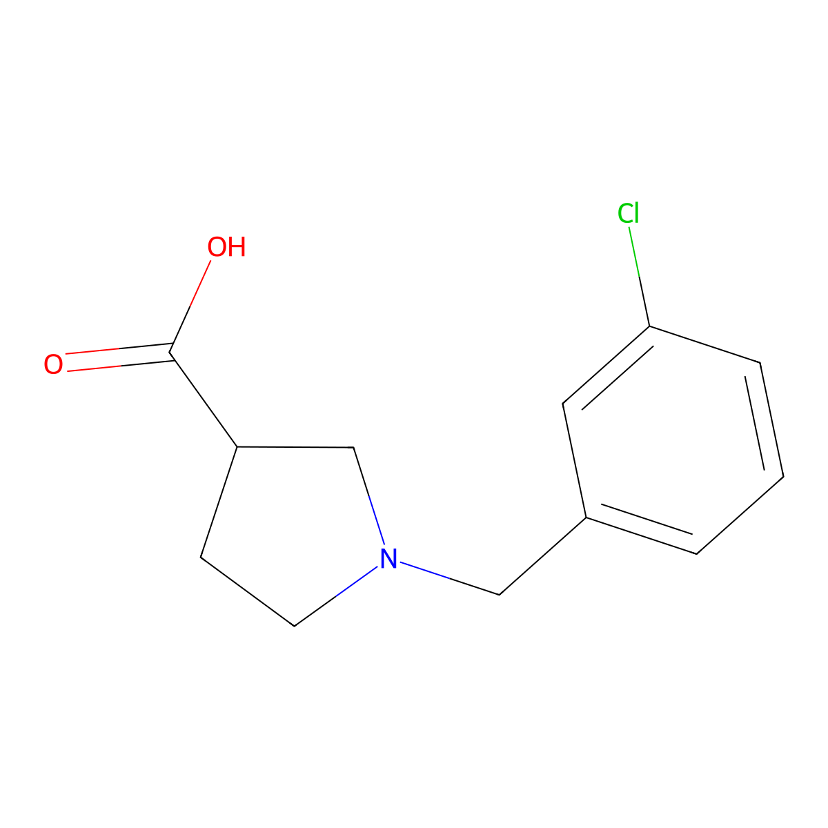 1-(3-Chlorobenzyl)pyrrolidine-3-carboxylic acid molecular structure, CAS 1086375-17-8
