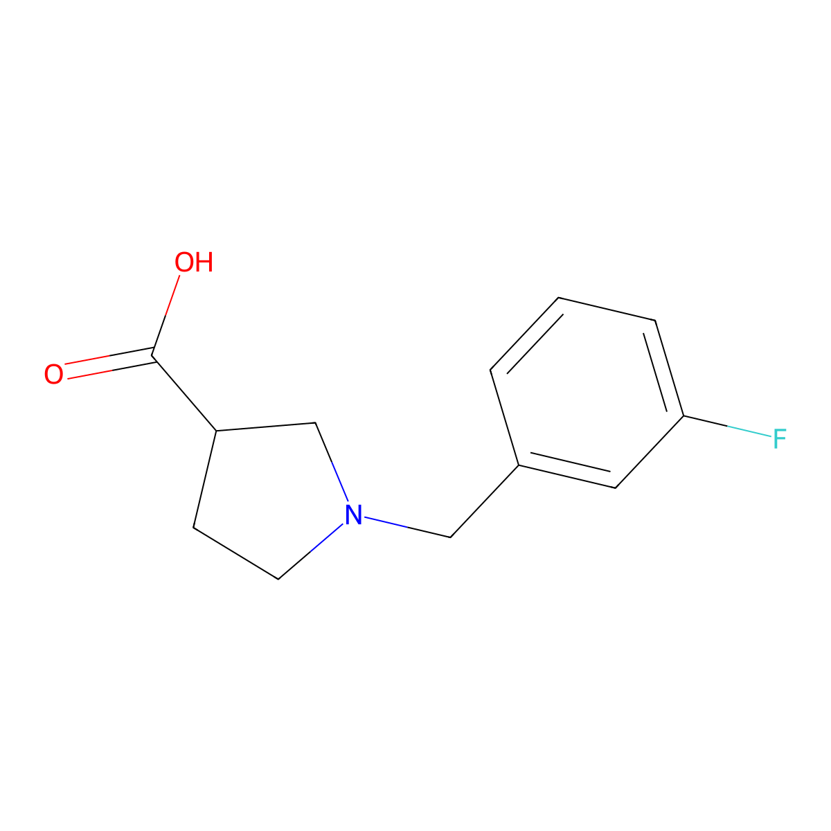 1-(3-Fluorobenzyl)pyrrolidine-3-carboxylic acid molecular structure, CAS 1086375-23-6