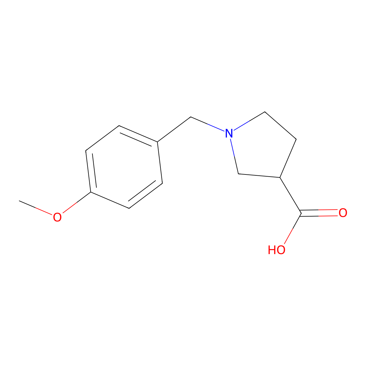 1-(4-Methoxybenzyl)pyrrolidine-3-carboxylic acid molecular structure, CAS 1086375-34-9