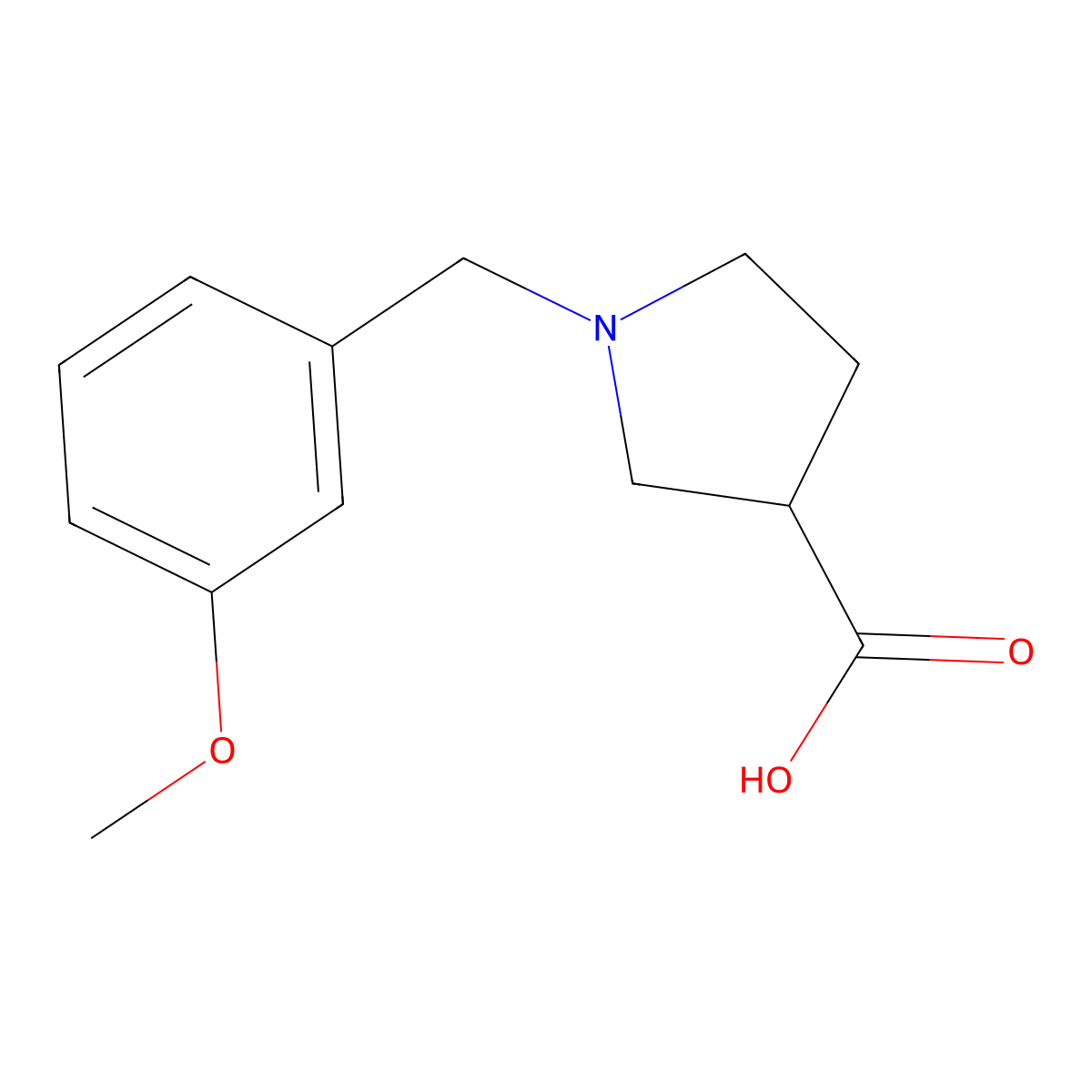 1-(3-Methoxybenzyl)pyrrolidine-3-carboxylic acid molecular structure, CAS 1086375-38-3