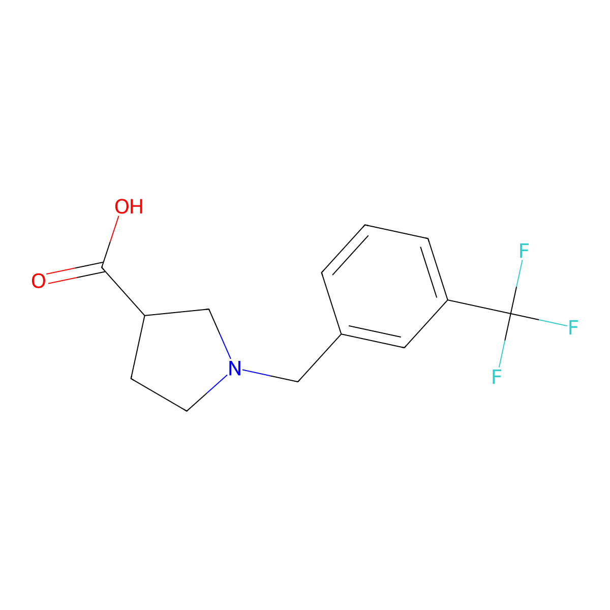 1-[3-(Trifluoromethyl)benzyl]pyrrolidine-3-carboxylic acid molecular structure, CAS 1086375-40-7