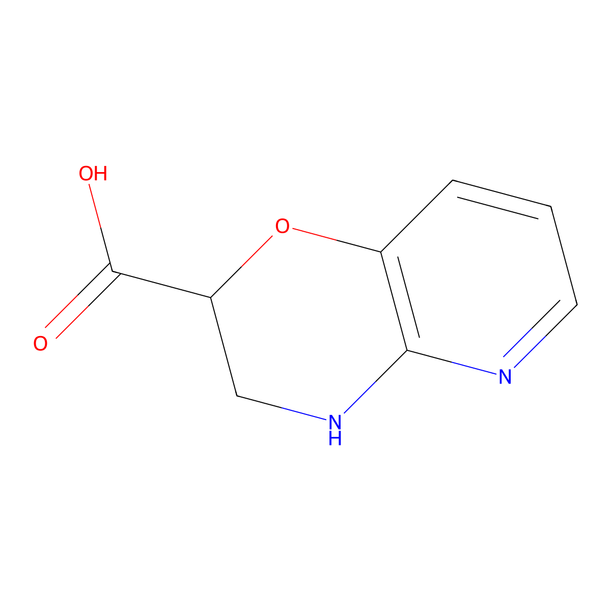 3,4-Dihydro-2H-pyrido[3,2-b][1,4]oxazine-2-carboxylic acid molecular structure, CAS 1086375-44-1