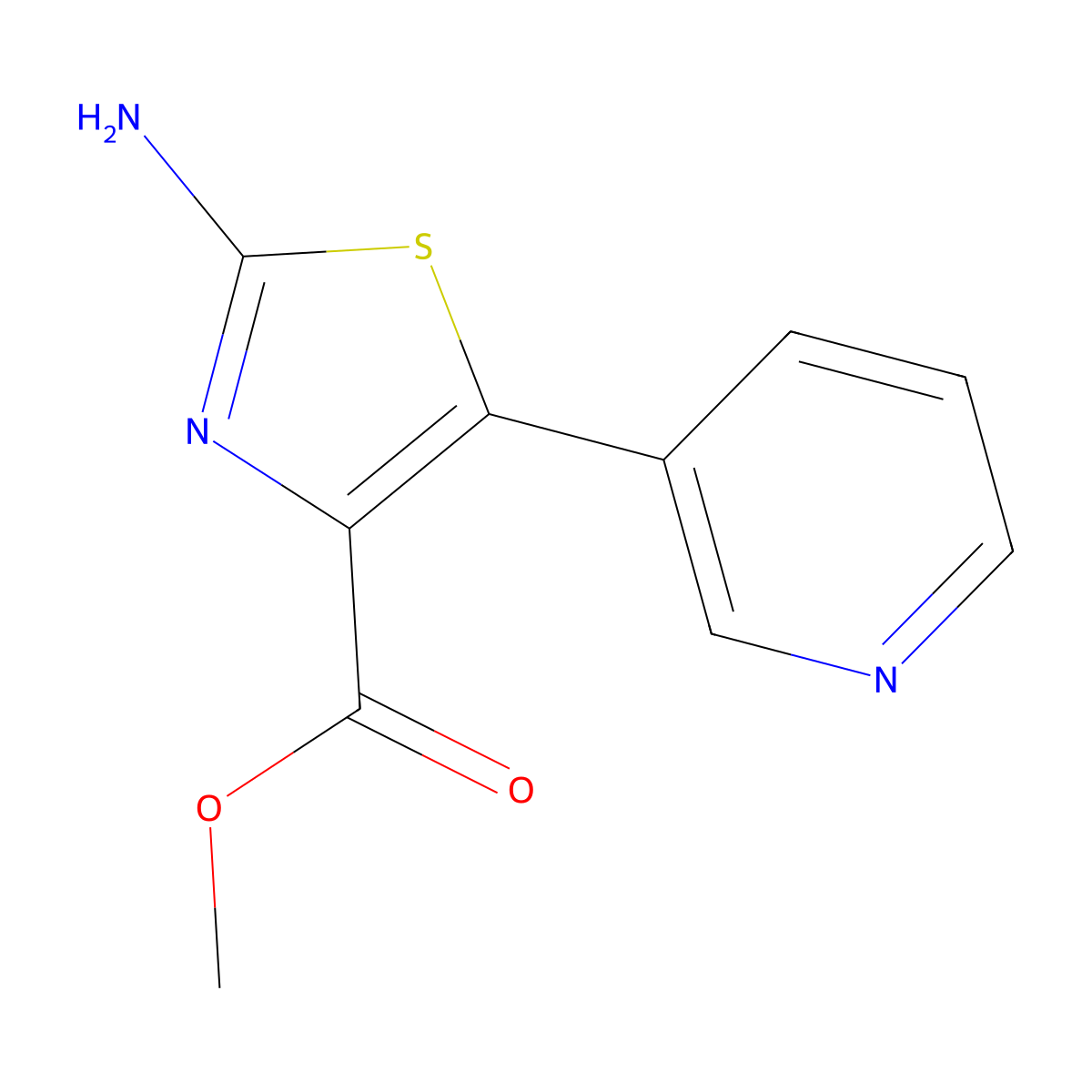 Methyl 2-Amino-5-pyridin-3-yl-1,3-thiazole-4-carboxylate molecular structure, CAS 1086375-64-5