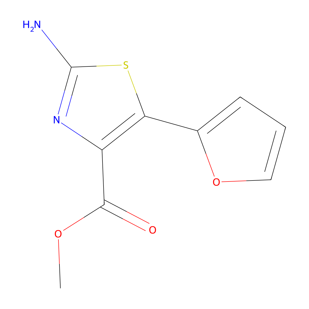 Methyl 2-Amino-5-(2-furyl)-1,3-thiazole-4-carboxylate molecular structure, CAS 1086375-68-9