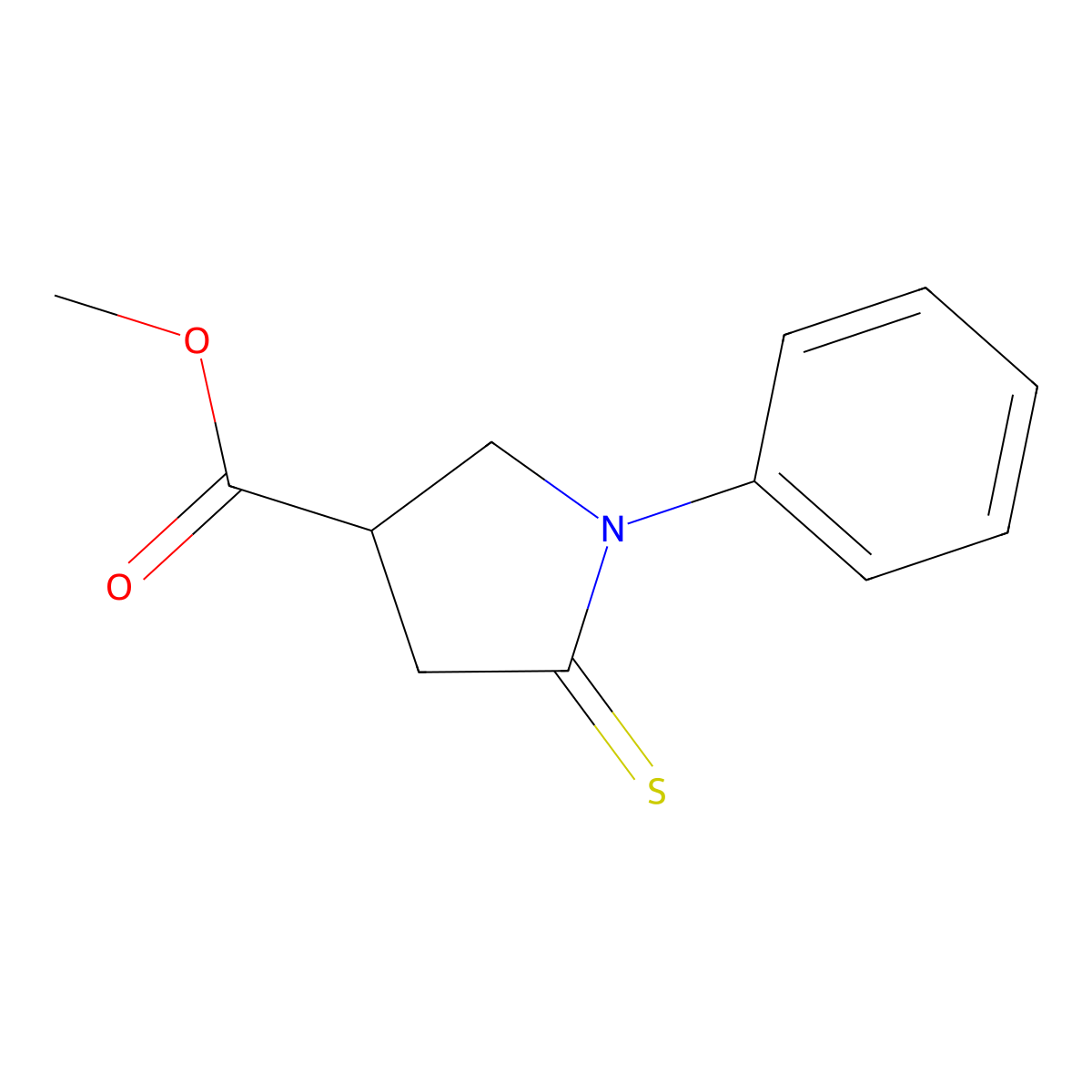 Methyl 1-Phenyl-5-thioxopyrrolidine-3-carboxylate molecular structure, CAS 1086375-83-8