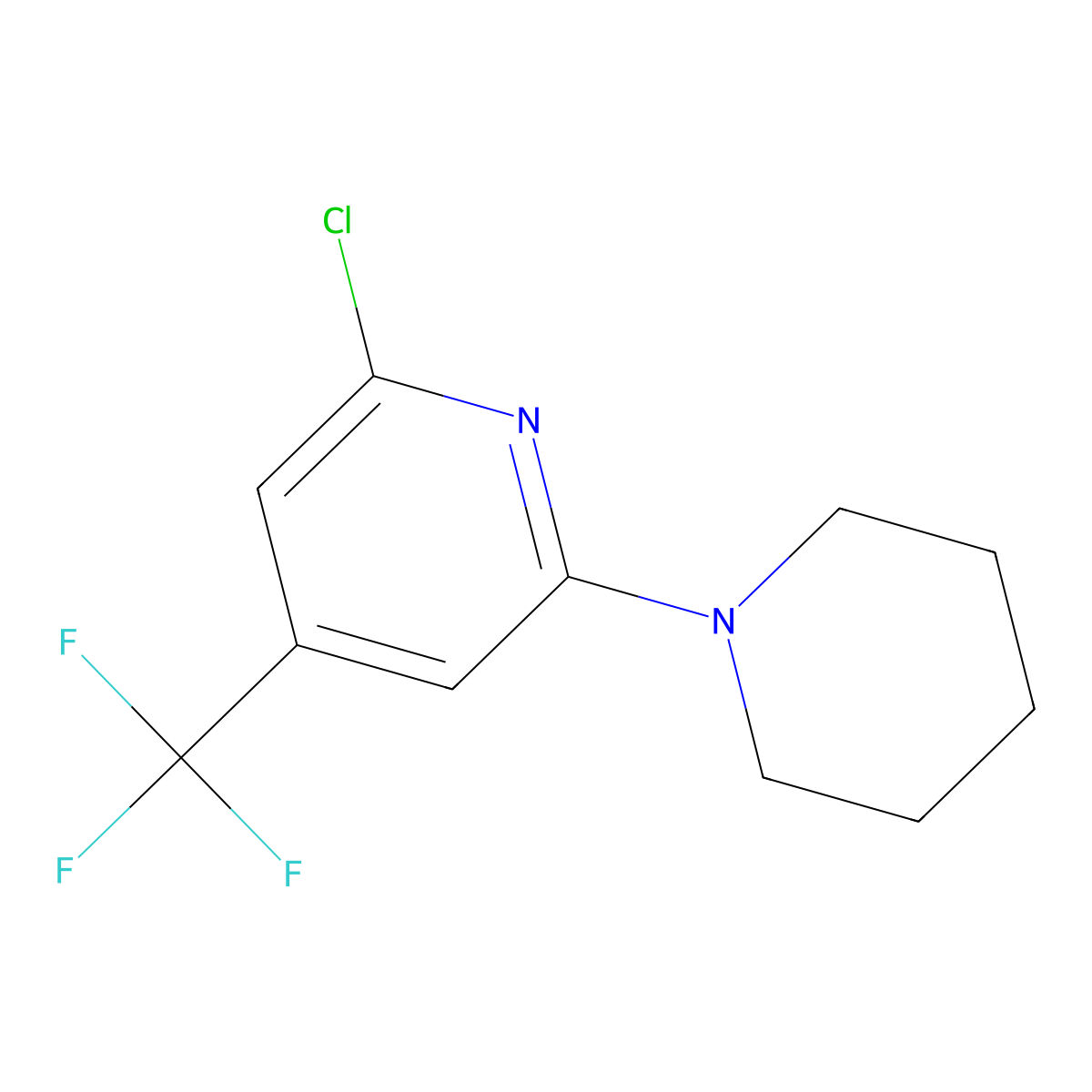 2-Chloro-6-piperidin-1-yl-4-(trifluoromethyl)pyridine molecular structure, CAS 1086376-19-3