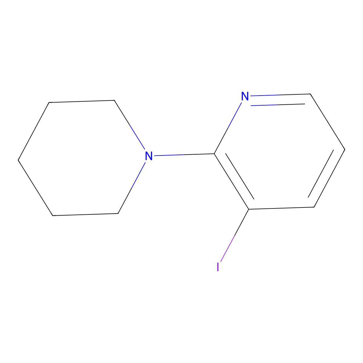 3-Iodo-2-piperidin-1-ylpyridine molecular structure, CAS 1086376-23-9