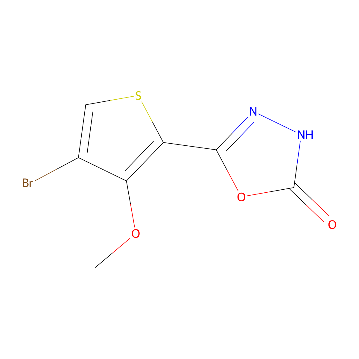 5-(4-Bromo-3-methoxythien-2-yl)-1,3,4-oxadiazol-2(3H)-one molecular structure, CAS 1086376-33-1