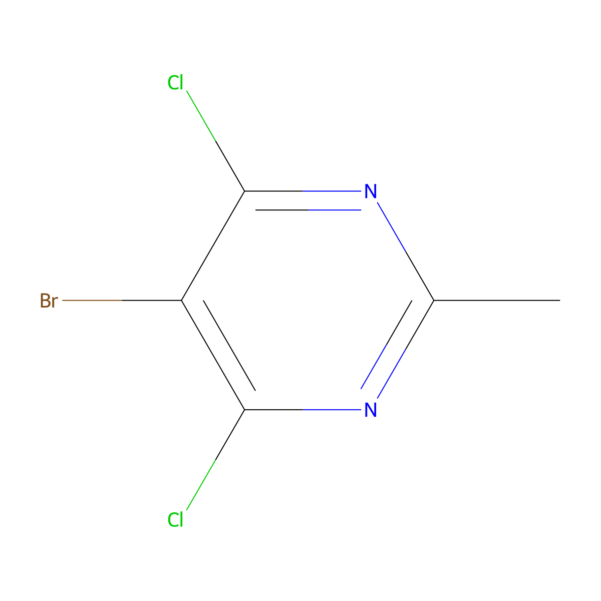 5-Bromo-4,6-dichloro-2-methylpyrimidine molecular structure, CAS 1086376-43-3