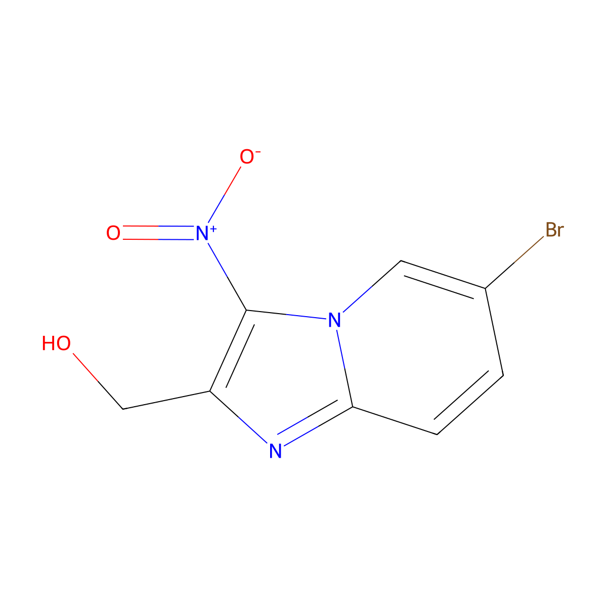 (6-Bromo-3-nitroimidazo[1,2-a]pyridin-2-yl)methanol molecular structure, CAS 1086376-77-3