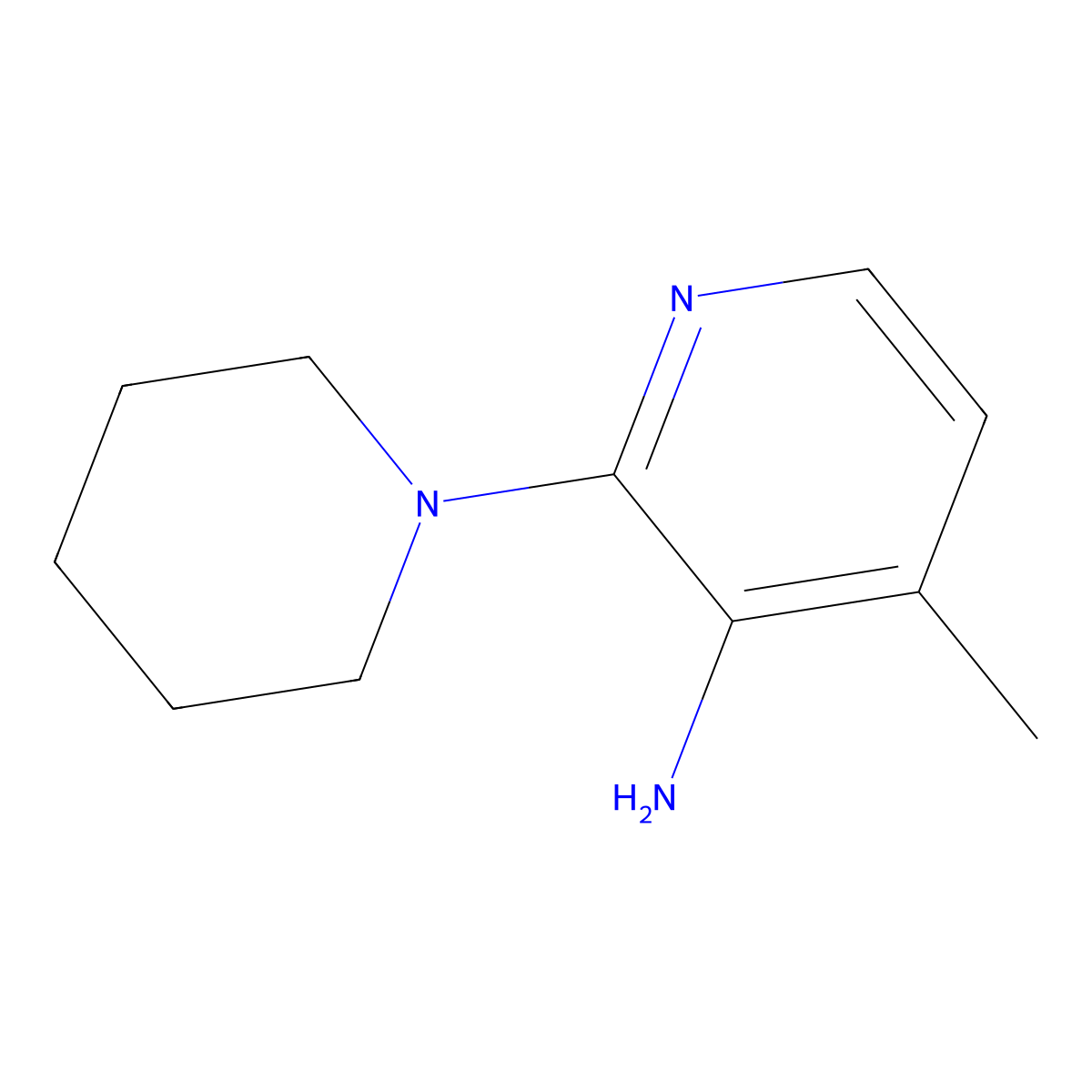 4-Methyl-2-(piperidin-1-yl)pyridin-3-amine molecular structure, CAS 1086378-58-6
