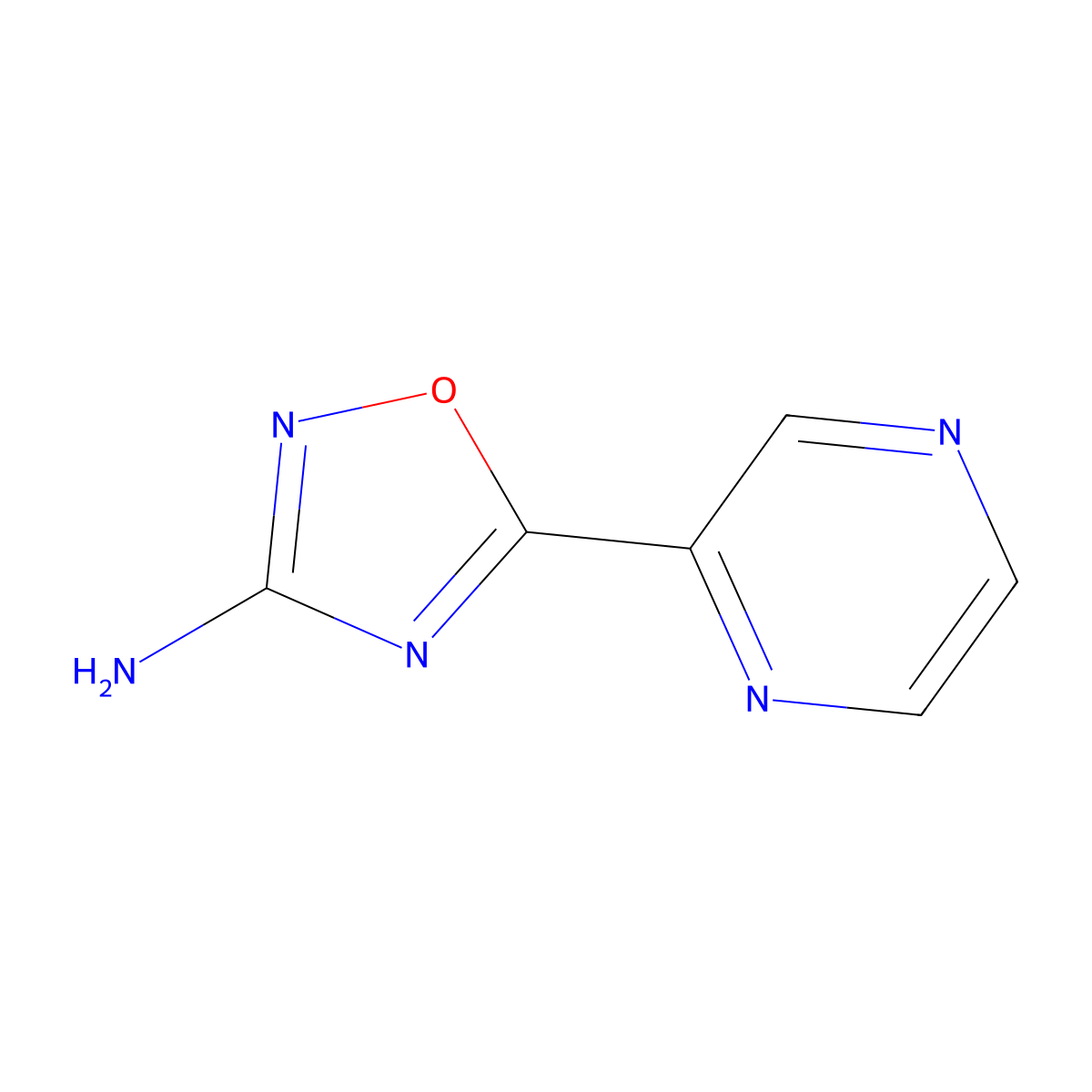 5-Pyrazin-2-yl-1,2,4-oxadiazol-3-amine molecular structure, CAS 1086378-64-4