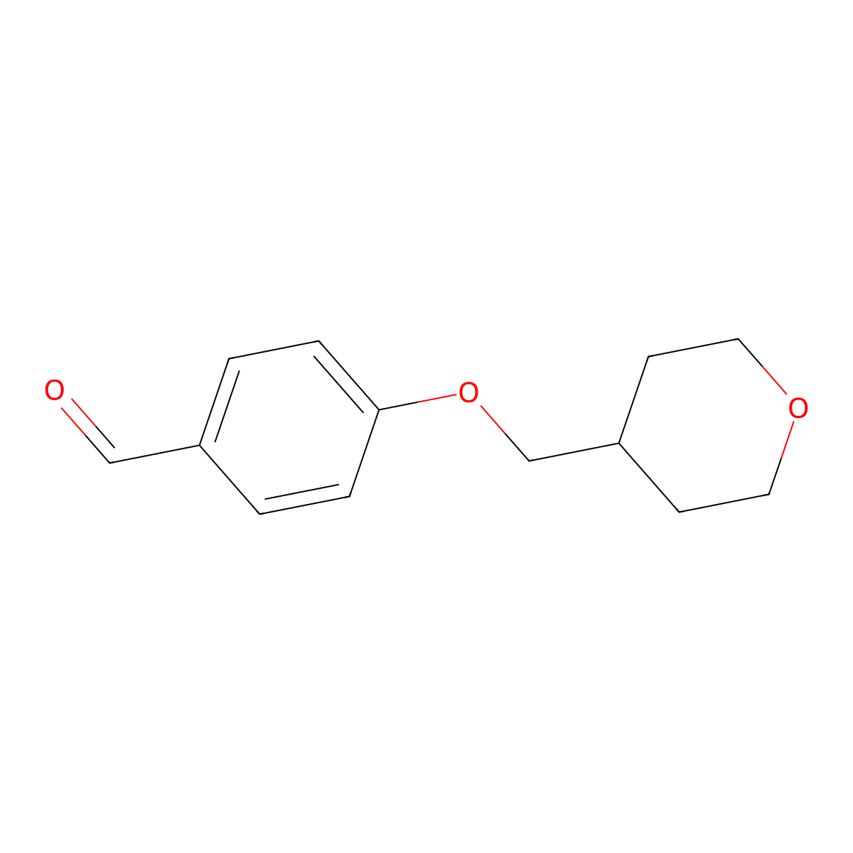 4-(Tetrahydro-2H-pyran-4-ylmethoxy)benzaldehyde molecular structure, CAS 1086378-74-6