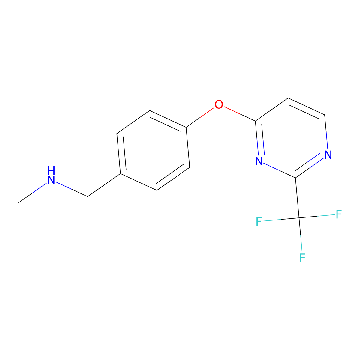N-Methyl-1-(4-((2-(trifluoromethyl)pyrimidin-4-yl)oxy)phenyl)methanamine molecular structure, CAS 1086379-21-6