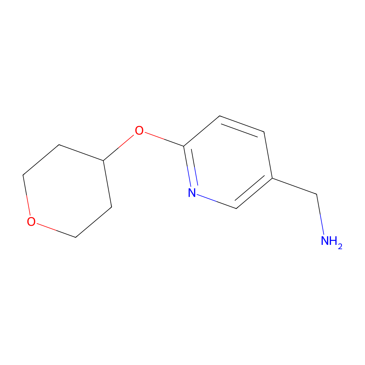 [6-(Tetrahydro-2H-pyran-4-yloxy)pyridin-3-yl]methylamine molecular structure, CAS 1086379-41-0