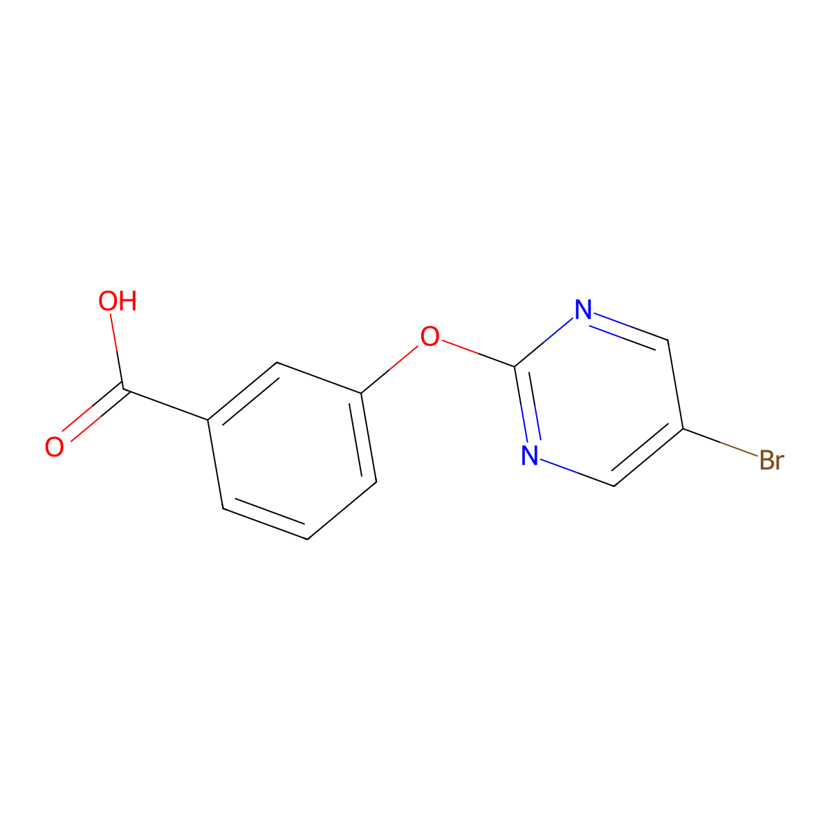3-((5-Bromopyrimidin-2-yl)oxy)benzoic acid molecular structure, CAS 1086379-59-0