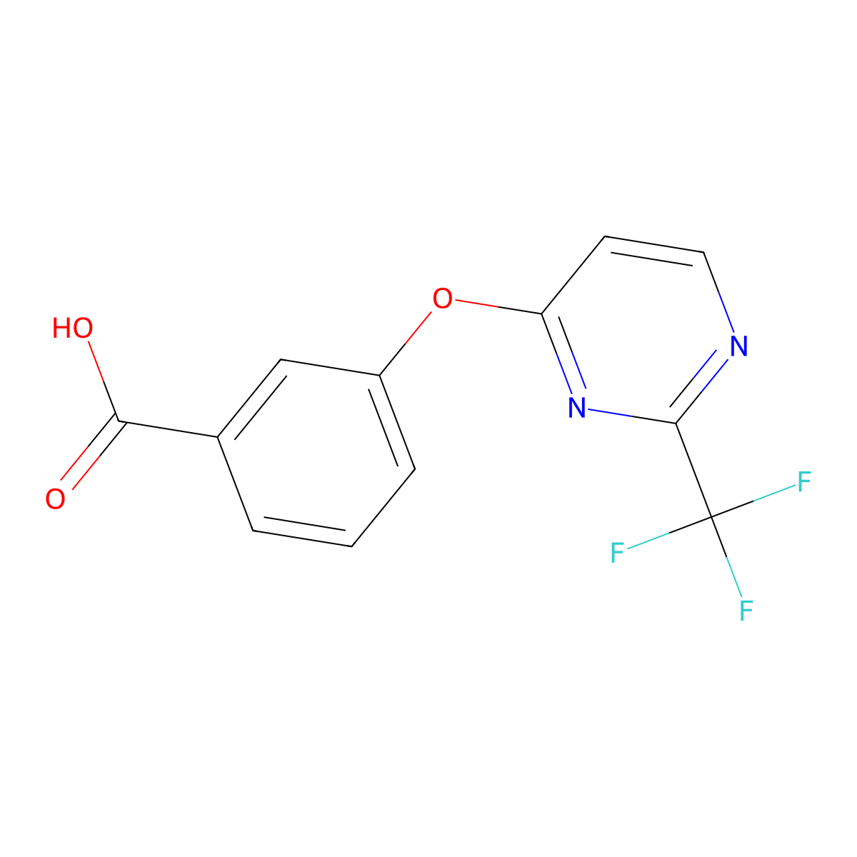 3-{[2-(Trifluoromethyl)pyrimidin-4-yl]oxy}benzoic acid molecular structure, CAS 1086379-72-7