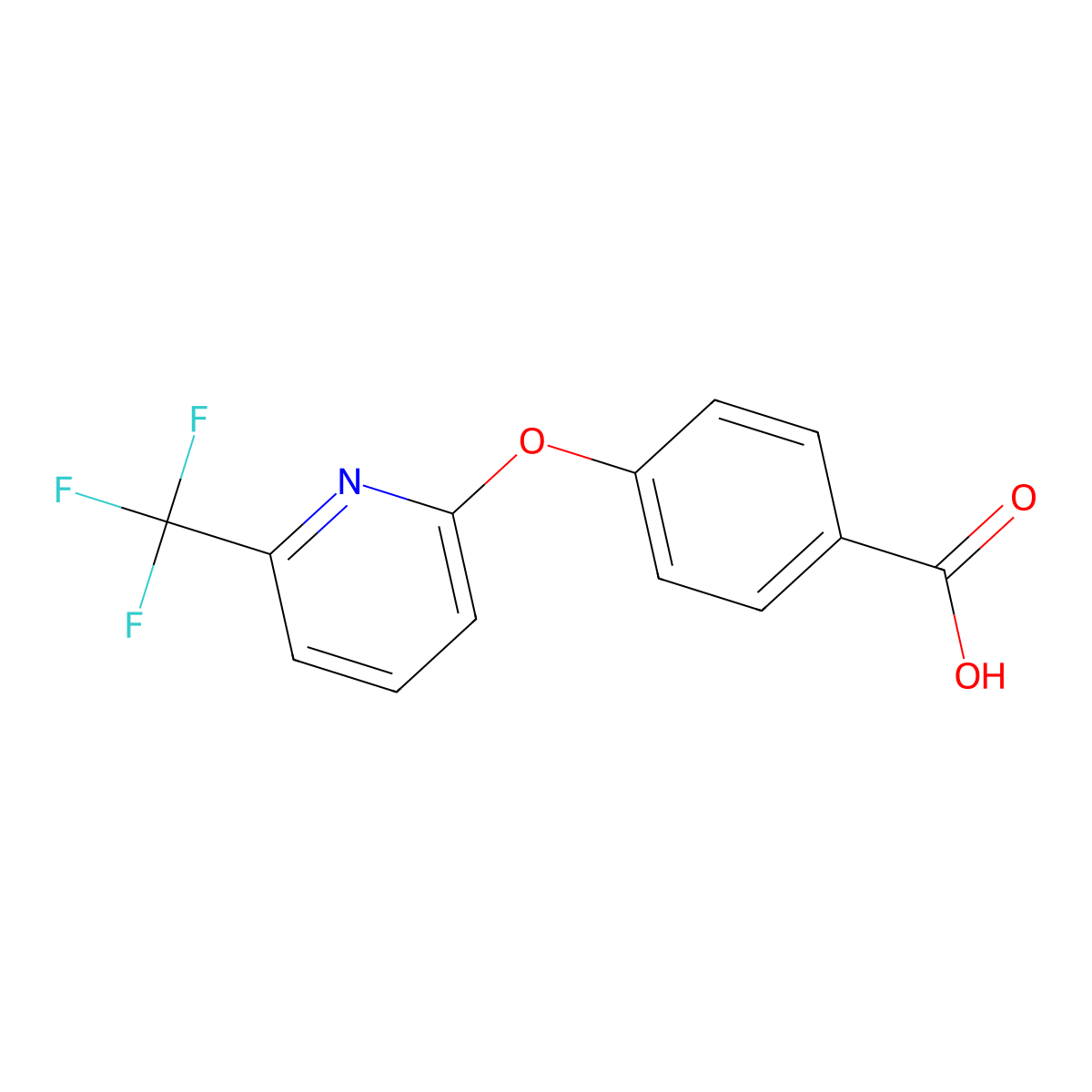 4-{[6-(Trifluoromethyl)pyridin-2-yl]oxy}benzoic acid molecular structure, CAS 1086379-75-0