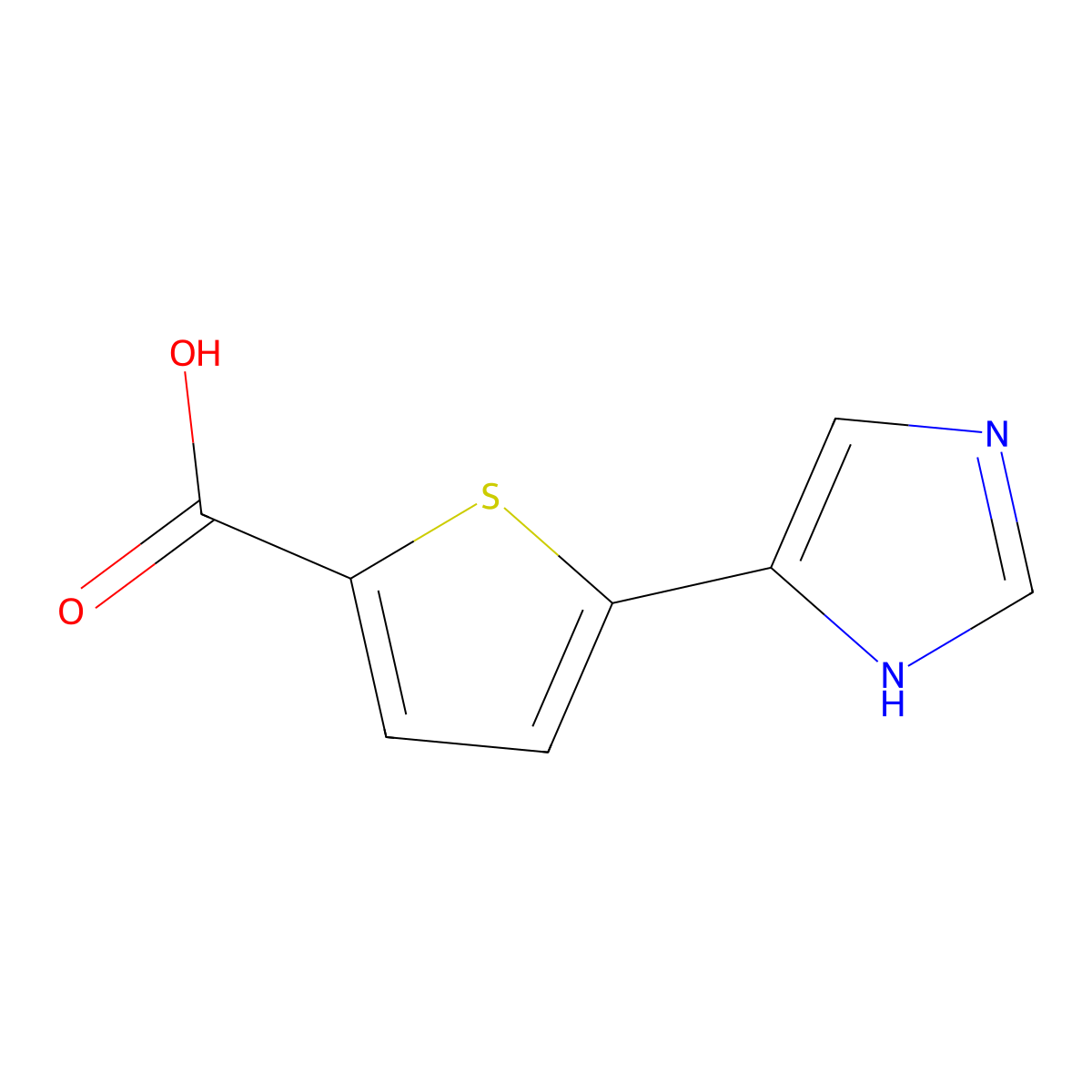 5-(1H-Imidazol-4-yl)thiophene-2-carboxylic acid molecular structure, CAS 1086380-04-2