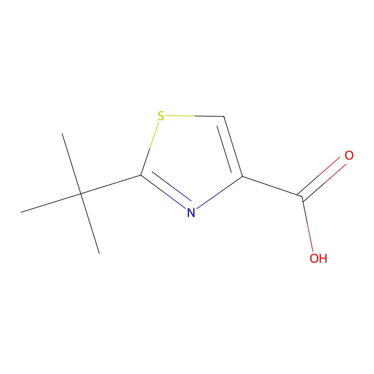 2-Tert-butyl-1,3-thiazole-4-carboxylic acid molecular structure, CAS 1086380-10-0