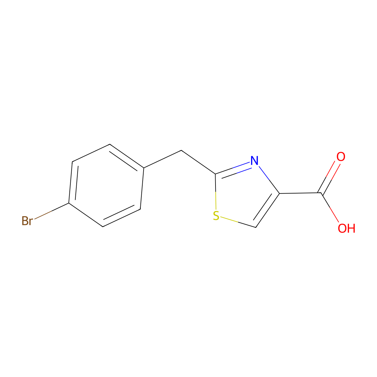 2-[(4-Bromophenyl)methyl]-1,3-thiazole-4-carboxylic acid molecular structure, CAS 1086380-12-2
