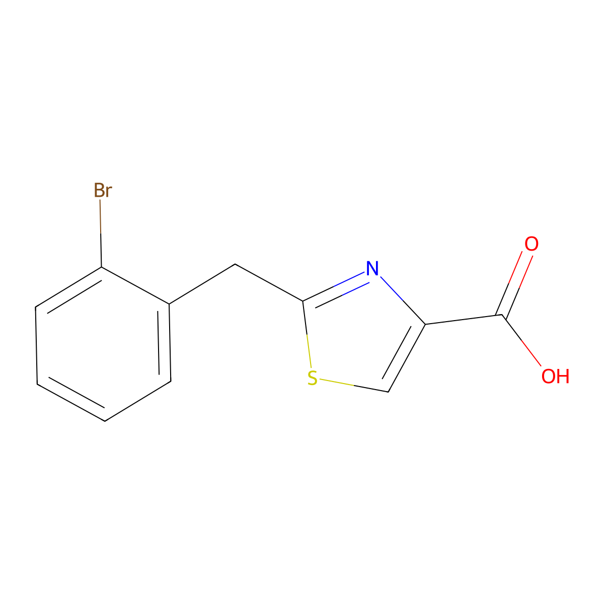 2-[(2-Bromophenyl)methyl]-1,3-thiazole-4-carboxylic acid molecular structure, CAS 1086380-14-4