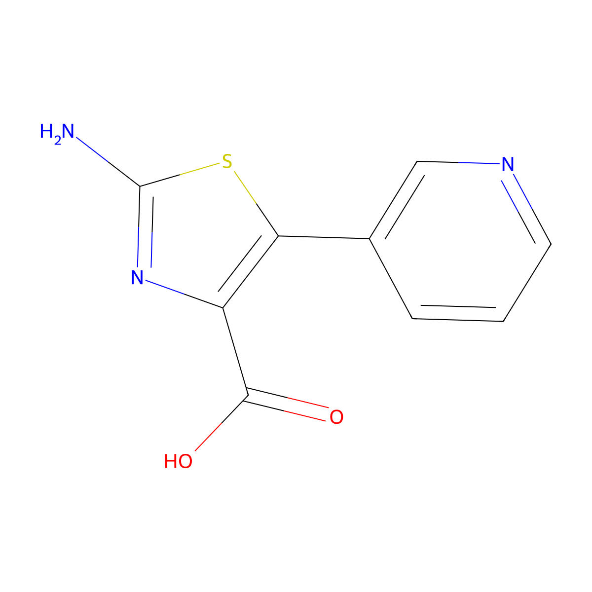 2-Amino-5-pyridin-3-yl-1,3-thiazole-4-carboxylic acid molecular structure, CAS 1086380-26-8