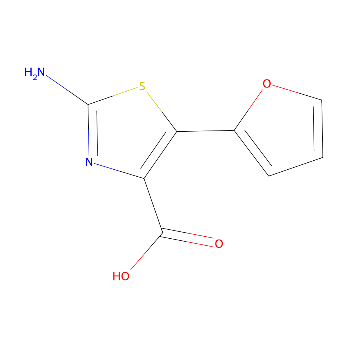 2-Amino-5-(2-furyl)-1,3-thiazole-4-carboxylic acid molecular structure, CAS 1086380-29-1