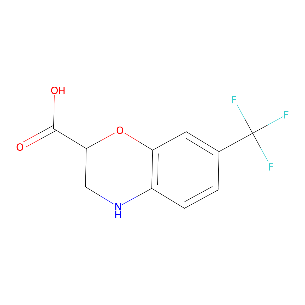 7-(Trifluoromethyl)-3,4-dihydro-2H-1,4-benzoxazine-2-carboxylic acid molecular structure, CAS 1086380-46-2