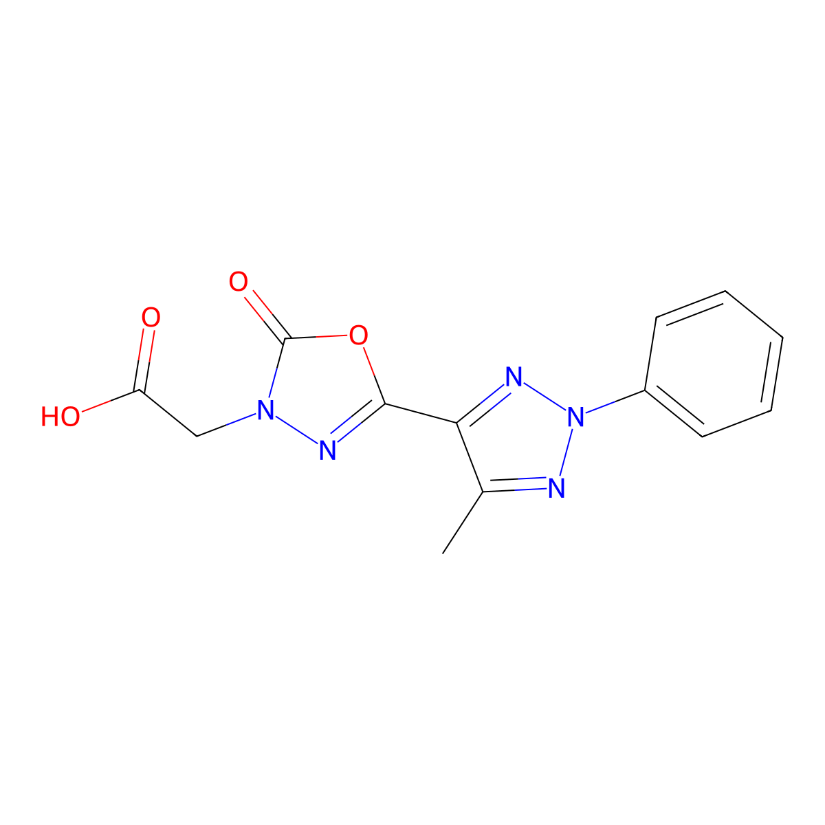 [5-(5-Methyl-2-phenyl-2H-1,2,3-triazol-4-yl)-2-oxo-1,3,4-oxadiazol-3(2H)-yl]acetic acid molecular structure, CAS 1086380-56-4