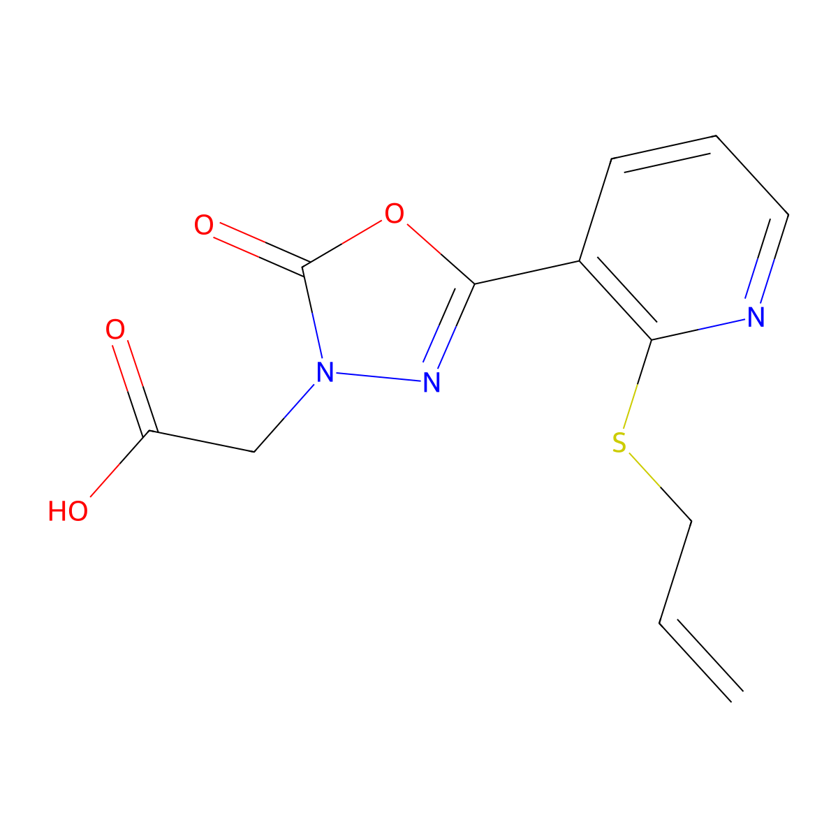 [5-[2-(Allylthio)pyridin-3-yl]-2-oxo-1,3,4-oxadiazol-3(2H)-yl]acetic acid molecular structure, CAS 1086380-58-6