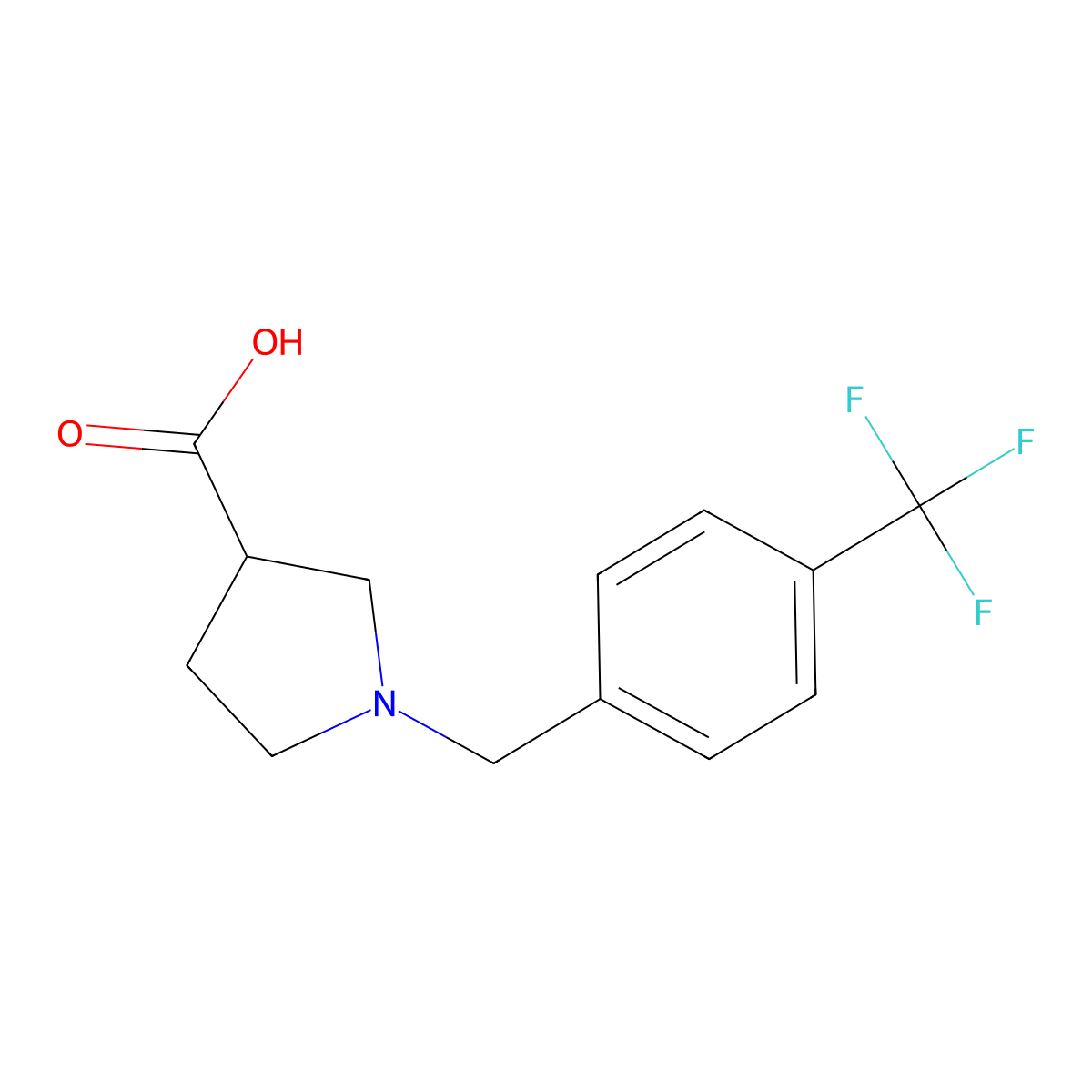 1-[4-(Trifluoromethyl)benzyl]pyrrolidine-3-carboxylic acid molecular structure, CAS 1086380-64-4