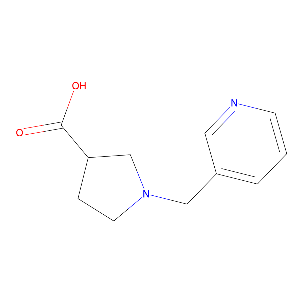 1-(Pyridin-3-ylmethyl)pyrrolidine-3-carboxylic acid molecular structure, CAS 1086380-66-6