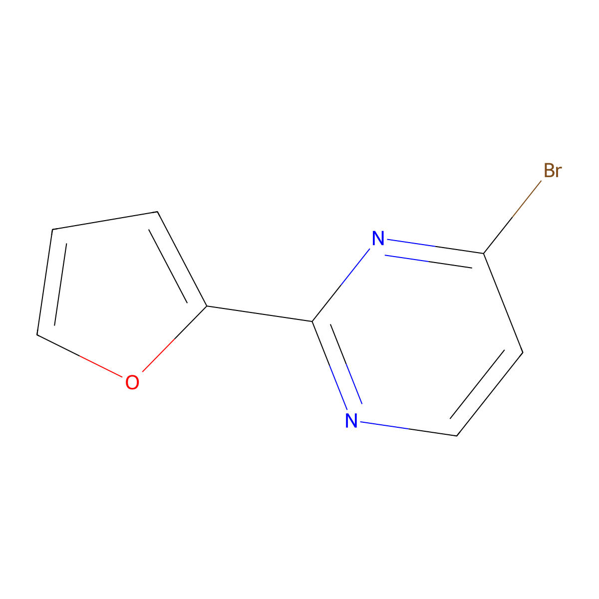 4-Bromo-2-(furan-2-yl)pyrimidine molecular structure, CAS 1086381-91-0