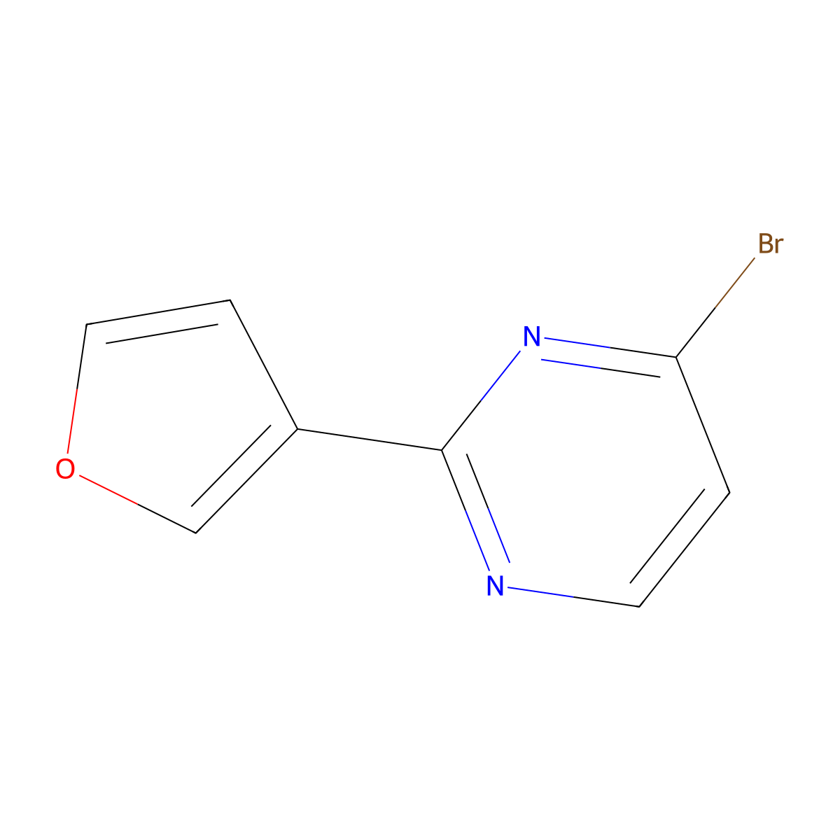 4-Bromo-2-(furan-3-yl)pyrimidine molecular structure, CAS 1086381-95-4